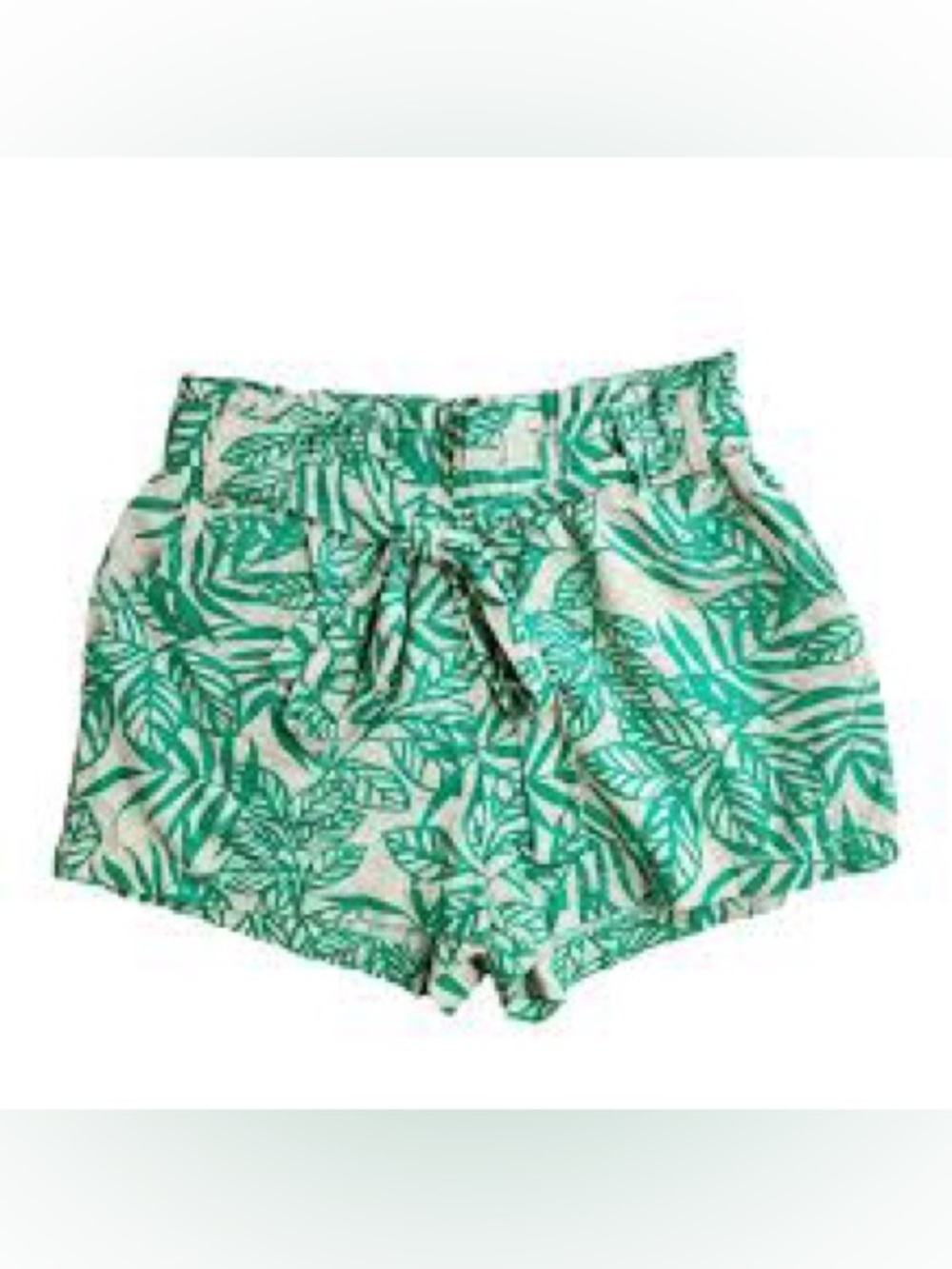 Cali 1850 Leaf-Print linen blend Women's Tie-Waist Bermuda Shorts